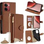 For Realme P3 Ultra 5G Crossbody Chain Fishtail Litchi Leather Phone Case(Brown)