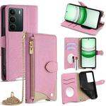 For Realme C71 4G Crossbody Chain Fishtail Litchi Leather Phone Case(Pink)