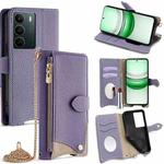 For Realme C71 4G Crossbody Chain Fishtail Litchi Leather Phone Case(Purple)