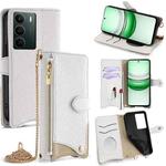 For Realme C71 4G Crossbody Chain Fishtail Litchi Leather Phone Case(White)