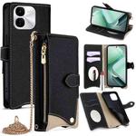 For vivo iQOO Z9x Crossbody Chain Fishtail Litchi Leather Phone Case(Black)