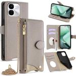 For vivo iQOO Z9x Crossbody Chain Fishtail Litchi Leather Phone Case(Grey)