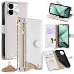 For vivo iQOO Z9x Crossbody Chain Fishtail Litchi Leather Phone Case(White)