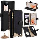 For vivo S19 Crossbody Chain Fishtail Litchi Leather Phone Case(Black)