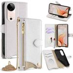 For vivo S19 Crossbody Chain Fishtail Litchi Leather Phone Case(White)