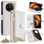 For vivo X100 Crossbody Chain Fishtail Litchi Leather Phone Case(White)