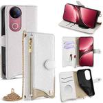 For vivo V50 Crossbody Chain Fishtail Litchi Leather Phone Case(White)