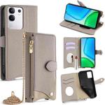 For vivo Y29 4G Global Crossbody Chain Fishtail Litchi Leather Phone Case(Grey)