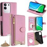 For vivo Y29 4G Global Crossbody Chain Fishtail Litchi Leather Phone Case(Pink)