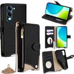 For vivo Y29s 5G / vivo Y04 4G Global Crossbody Chain Fishtail Litchi Leather Phone Case(Black)