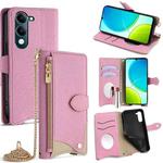 For vivo Y29s 5G / vivo Y04 4G Global Crossbody Chain Fishtail Litchi Leather Phone Case(Pink)