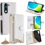 For vivo Y29s 5G / vivo Y04 4G Global Crossbody Chain Fishtail Litchi Leather Phone Case(White)