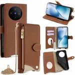 For vivo X200s Crossbody Chain Fishtail Litchi Leather Phone Case(Brown)