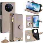 For vivo X200s Crossbody Chain Fishtail Litchi Leather Phone Case(Grey)