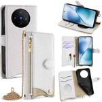 For vivo X200s Crossbody Chain Fishtail Litchi Leather Phone Case(White)