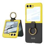 For Samsung Galaxy Z Flip6 GKK Integrated Ultra-thin Contrast Color Phone Case with Ring Holder(Black)
