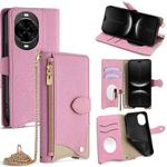 For Huawei nova 14 Pro Crossbody Chain Fishtail Litchi Leather Phone Case(Pink)