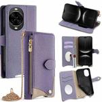 For Huawei nova 14 Pro Crossbody Chain Fishtail Litchi Leather Phone Case(Purple)