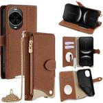 For Huawei nova 14 Crossbody Chain Fishtail Litchi Leather Phone Case(Brown)