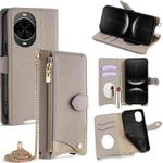 For Huawei nova 14 Crossbody Chain Fishtail Litchi Leather Phone Case(Grey)