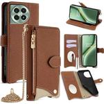 For OnePlus Ace 3 Pro Crossbody Chain Fishtail Litchi Leather Phone Case(Brown)