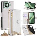 For OnePlus Ace 3 Pro Crossbody Chain Fishtail Litchi Leather Phone Case(White)