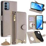 For OnePlus Nord N200 5G Crossbody Chain Fishtail Litchi Leather Phone Case(Grey)