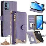 For OnePlus Nord N200 5G Crossbody Chain Fishtail Litchi Leather Phone Case(Purple)