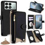For Redmi K70E / Xiaomi Poco X6 Pro Crossbody Chain Fishtail Litchi Leather Phone Case(Black)