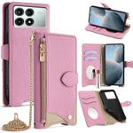 For Redmi K70E / Xiaomi Poco X6 Pro Crossbody Chain Fishtail Litchi Leather Phone Case(Pink)