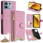 For Redmi Note 13 4G Crossbody Chain Fishtail Litchi Leather Phone Case(Pink)