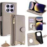 For Redmi Note 14 Pro 4G Crossbody Chain Fishtail Litchi Leather Phone Case(Grey)