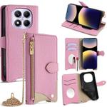 For Redmi Note 14 Pro 4G Crossbody Chain Fishtail Litchi Leather Phone Case(Pink)