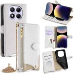 For Redmi Note 14 Pro 4G Crossbody Chain Fishtail Litchi Leather Phone Case(White)