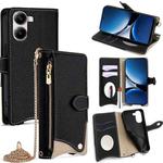 For Redmi Turbo 4 / Xiaomi Poco X7 Pro Crossbody Chain Fishtail Litchi Leather Phone Case(Black)