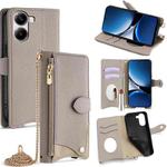 For Redmi Turbo 4 / Xiaomi Poco X7 Pro Crossbody Chain Fishtail Litchi Leather Phone Case(Grey)
