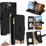 For Redmi Note 14 4G 164.84mm Crossbody Chain Fishtail Litchi Leather Phone Case(Black)
