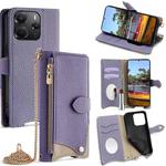 For Redmi Note 14 4G 164.84mm Crossbody Chain Fishtail Litchi Leather Phone Case(Purple)