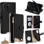 For Redmi A5 4G 171.7mm Crossbody Chain Fishtail Litchi Leather Phone Case(Black)