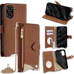 For Redmi A5 4G 171.7mm Crossbody Chain Fishtail Litchi Leather Phone Case(Brown)