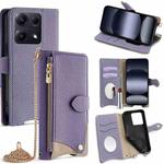 For Redmi Note 14S 4G Crossbody Chain Fishtail Litchi Leather Phone Case(Purple)