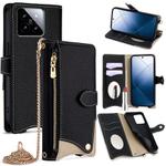 For Xiaomi 14 Crossbody Chain Fishtail Litchi Leather Phone Case(Black)