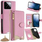For Xiaomi 14 Crossbody Chain Fishtail Litchi Leather Phone Case(Pink)