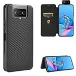 For Asus Zenfone 7 ZS670KS / ZenFone 7 Pro ZS671KS Carbon Fiber Texture Horizontal Flip TPU + PC + PU Leather Case with Card Slot(Black)