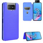 For Asus Zenfone 7 ZS670KS / ZenFone 7 Pro ZS671KS Carbon Fiber Texture Horizontal Flip TPU + PC + PU Leather Case with Card Slot(Blue)