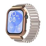 For Huawei Watch Fit3 Hollow Chain Metal Frame Watch Band(Rose Gold+Starlight)