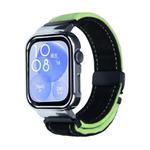 For Huawei Watch Fit3 Brushed Metal Silver Frame Watch Band(Black Grass Green)