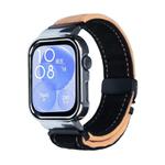 For Huawei Watch Fit3 Brushed Metal Silver Frame Watch Band(Black Orange Yellow)