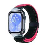 For Huawei Watch Fit3 Brushed Metal Silver Frame Watch Band(Black Red)