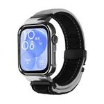 For Huawei Watch Fit3 Brushed Metal Silver Frame Watch Band(Black Grey)